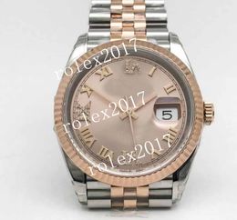 VSF Factory besttime Unisex Super Men's Date 36MM VS3235 Automatic Movement Two Tone 18K Rose Gold Dial with Roman Markers and Diamonds Fluted Bezel Wristwatches