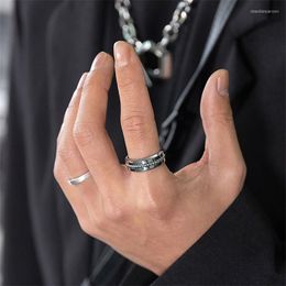 Cluster Rings Ins Titanium Steel Rotating Chain Ring Plain Smooth Face Couple Hip Hop Index Finger All-Match Jewellery Accessories