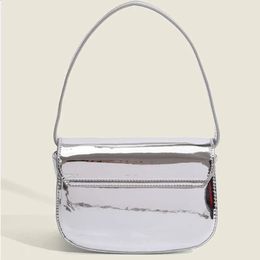 Evening Bags Fashion Cool Luxury Designer Brand Flap Casual Small Shoulder Bag Women Crossbody Handbag Silver Patent PU Leather High Quality r231115