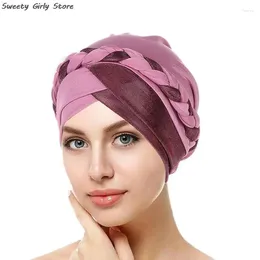 Berets Muslim Stretch Turban Cap Ladies Islamic Underscarf Bonnet Hat Braid Headband Women Beanies Hats Fashion Hijabs Turbante Wedding