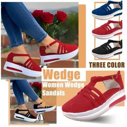 Sandals Fashion Women's Cusual Wedge Solid Shoes Buckle Strap Ladies Platform Heels Women Size 11