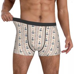 Underpants Anchor Vector Pattern Underwear Navigation Style Men Shorts Briefs Stretch Trunk Customs Large Size