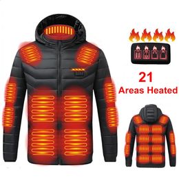 Men's Down Parkas USB heating pad jacket men's park winter infrared 21 zone fashion casual electric men 231116