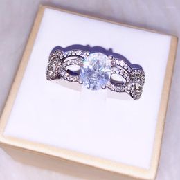 Cluster Rings Fashion Zircon Two-Piece Proposal Ring Personality Elegant Female Romantic Birthday Gift Factory Wholesale
