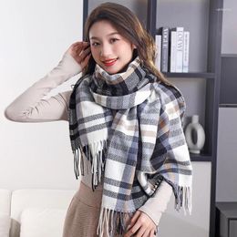 Scarves Plaid Imitation Cashmere Scarf Women's Autumn And Winter Warm Couple Bib Cold Outside With A Long Shawl