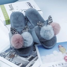 Slippers Autumn And Winter Rabbit Hair Non Slip One Word Slippers Indoor Flat Comfortable Mute Cartoon Cotton Shoes A Variety Of Colours 231116