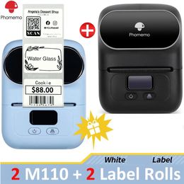 Printer Ribbons 2PK M110 Label Maker Phomemo Self adhesive Label Printer Over 100 Free Label templates 13 Languages Thermal Printing Without Ink 231116