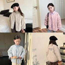 Jackets 2023 Autumn And Winter Children's Casual Cotton Clip Warm Top Girls' Korean Loose Coat Solid Colour Unhooded