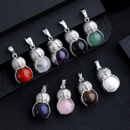 Natural Stone Owl Pendant For Women Rose Quartz Amethyst Tiger's Eye Pendant Charms for Jewelry Making Necklaces