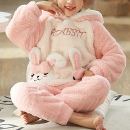 Pijamas de inverno pijamas infantis crianças pelúcia engrossar pijama conjunto pijamas pijamas meninos meninas pijamas com capuz para 4 6 8 12 anos 231117