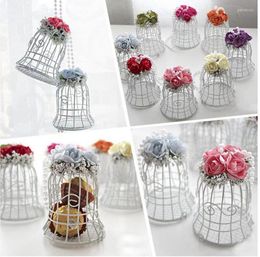 Party Decoration 1pcs White Bird Cage Wedding Gift Box Metal Candy Chocolate Flower