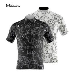 Cycling Shirts Tops Summer Cycling Jersey Men Mountain Bike Spandex Uniforms Team MTB Bicycle Clothing Sleeves Wear Cycling Jersey Black Cat Shirt 230417