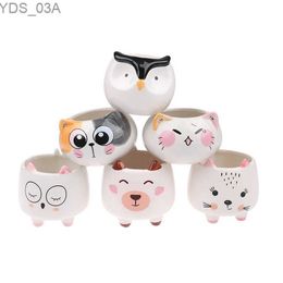 Planters Pots Cute Animal Flower Planter Flowerpot Succulent Pots With Hole Lovely Little Cat Home Garden Decor Bonsai Pots Birthday Gift YQ231117