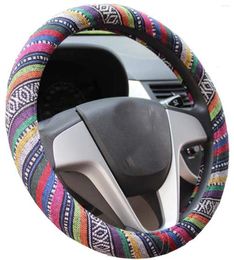 Steering Wheel Covers Car Cover Anti Slip Linen Flax Suitable 37-38cm Carbon Fiber Decoratio Accessories L1
