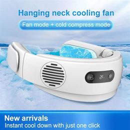 Hanging Neck Portable Mini Fan Mobile Air Conditioner Cooler Wearable Foldable Bladeless Neck Cooling USB Fan 5000mah Battery230o