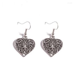 Dangle Earrings LosoDo European And American Hollow Butterfly Peach Heart Retro Temperament Ethnic Style Heart-shaped Pendant