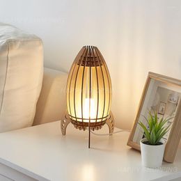 Table Lamps Wooden Led Space Rocket Lamp Light Energy-saving Bedroom Bedside Button/dimming/remote Control Night Home Decor