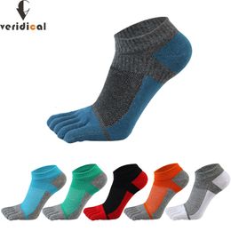 Sports Socks 5 Pairs Pure Cotton Five Finger Ankle Socks Mens Sports Breathable Comfortable Shaping Anti Friction No Show Socks With Toes 230417