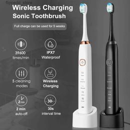 Toothbrush Sarmocare S100 Electric Toothbrush Ultrasonic Toothbrush Electronic Portable Rechargeable toothbrush 5 modes IPX7 Waterproof Q231117