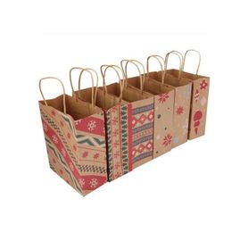 Gift Wrap Christmas Kraft Paper Printed Bags Handbag Xmas Presents Favours Toys Clothes Totes Shop Carrier Bag Packaging Colorf Drop BJ