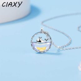 Pendant Necklaces CIAXY Silver Colour whale necklaces for Women magic Colour blue sea Pendant clavicle chain ocean series Fashion Jewellery Z0417