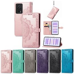 Datura Flower Leather Wallet Cases For Samsung A24 M14 F14 M54 Google Pixel 8 7 Pro 7A Redmi 12C K60 Pro K60E Stylish Imprint Lace Holder Flip Cover Card Slot Pouch Strap