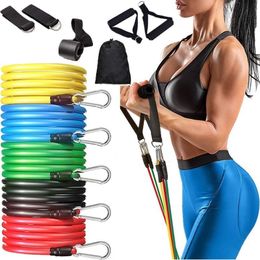 Resistance Bands 11Pcs Resistance Bands 100lbs Indoor Portable Fitness Equipment Yoga Home Gym Exercise Training Expander Tube Elastic Pull Ropes 230417