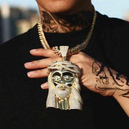 Collana con ciondolo Jus di grandi dimensioni per uomo Ice Out Gioielli Hip Hop234e