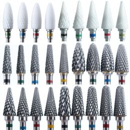 Ceramic Milling Cutter Manicure Nail Drill Bits Electric Nail Files Pink Blue Grinding Bits Mills Cutter Burr Accessories Nail ToolsNail Drill Accessories Bits