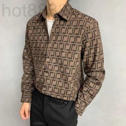 Men's Casual Shirts Designer Luxury Men Women Letter Jacquard Long Sleeve Silk Polo Mens Thin Jacket Fashion Cardigan Coat 7QW6