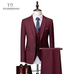 Men's Suits Blazers Men Suit Spring and Autumn High Quality Custom Business Three piece Slim Large Size Multi color Two button 231116