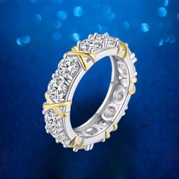 2023 New Style Tiffanyliis Band Rings S925 Sterling Silver Cross Ring with Diamonds for Male and Female Couples Light Luxury Design Sense Japanese and Korean Si