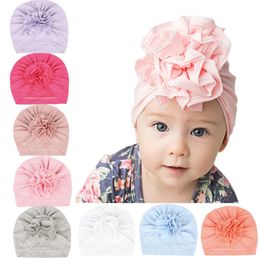 Baby Cotton Caps Children Flower Solid Color Hats for Toddler Kids Girls Winter Spring Beanie Hedging Cap Head Wraps