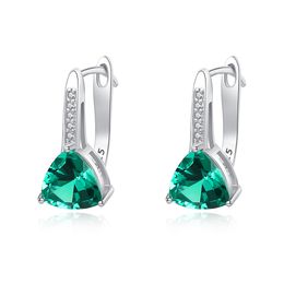 Triangle Gem Stud Earrings S925 Silver Zircon Colorful Gem Earrings Europe Women Fashion Earclip Earrings Valentine's Day Gift Wedding Party Exquisite Jewelry SPC