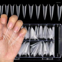 False Nails 500pcs/600pcs Clear/Nature Nail Tips XL Stiletto Half Cover Fake Box For Manicure Salon/DIY&td41