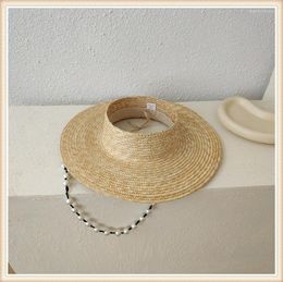 Wide Brim Hats 202305-2509104 Summer Handmade Straw Without Pearl Ribbon Holiday Sun Cap Beach Leisure Hat