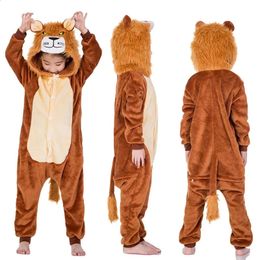 Cosplay year Carnival Kigurumi Tiger lion costume Adult baby Hooded Onesie Children Flannel for Kids Boys Animal Pyjamas Sleepwear 231116