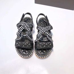 Summer Slippers Blade Women039s Hemp Rope Woven Metal Chain Sandal Slipper Designer Fashion Luxury Elegant Simple Material Flat Shoes Comfortable Design NO331