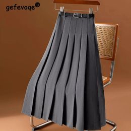 Skirts Autumn and Winter High Waist Vintage Pleated Full Matching Womens Tights Solid Colour Elegant Fashion Aline Folding Womens Tights 231116