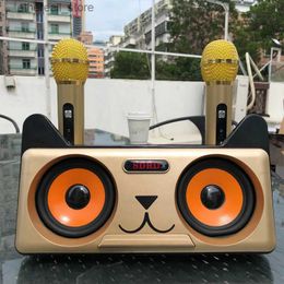 Cell Phone Speakers Home Theater Karaoke Machine with Dual Wireless Microphones Multi-function Home KTV Bluetooth Speaker Outdoor Portable Subwoofer Q231117
