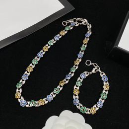 New fashion silver floral necklace brand designer Charm bracelet women's Jewellery set for wedding parties birthday gifts accessory