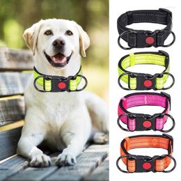 Dog Collars Adjustable Lightweight Durable Nylon Pet Leash Buckle Fitting Reflective Collar For Training Patrolling