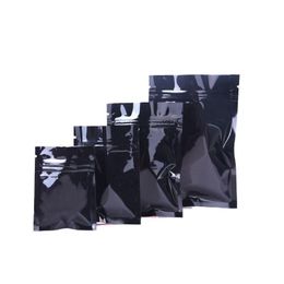 7 Sizes Black Aluminium Foil Packing Bags Heat Seal Sample Packets with Zipper Resealable Mylar Zip Lock Food Grade Storage Bag 100pcs/L Iumv