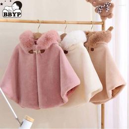 Clothing Sets Baby Girl Cloak Faux Fur Winter Infant Toddler Child Princess Hooded Cape Collar Outwear Top Warm Clothes 1-8Y
