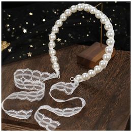 Headpieces Woman's Headband With Faux Pearls Luxurious Headwear Lace-up Straps For Bridesmaid Wedding Banquet