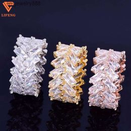 New Arrival Product Two Row Fine Jewellery Multi Colours Plated 925 Sterling Silver Iced Out Baguette Cut VVS Moissanite Ring
