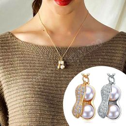 Creative Peanut Pendant Necklaces For Women Girls Crystal Fake Pearl Chain Necklace Wedding Birthday Party Jewelry Gifts