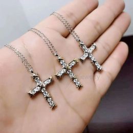 Necklaces Plated Family t Womens Jewellery Necklace New Pendant Full Diamond Colourful Cross Collar Chain T Mynr