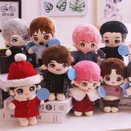 20cm cartoon Star doll plush toy cute kpop boy doll filled plush pillow soft toy plush doll with clothing Christmas gifts 201006239L