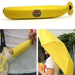 Banana Umbrella Rain Children Kids Folding Windproof Anti-UV Rain Sun Umbrella with Banana Shape Box Outdoor Foldable Umbrella